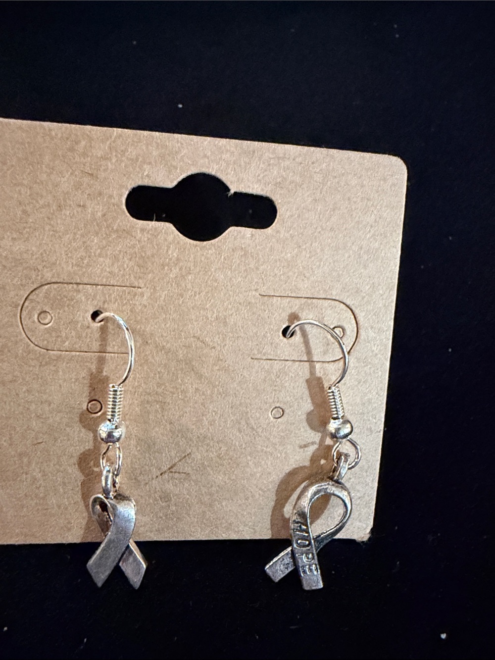 Silver Awareness Ribbon Dangle Earrings - Women Jewelry Inscribed Hope